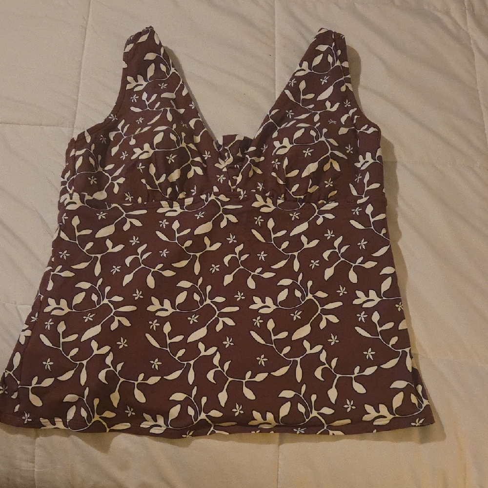 Lands End Floral Brown TankiniTop